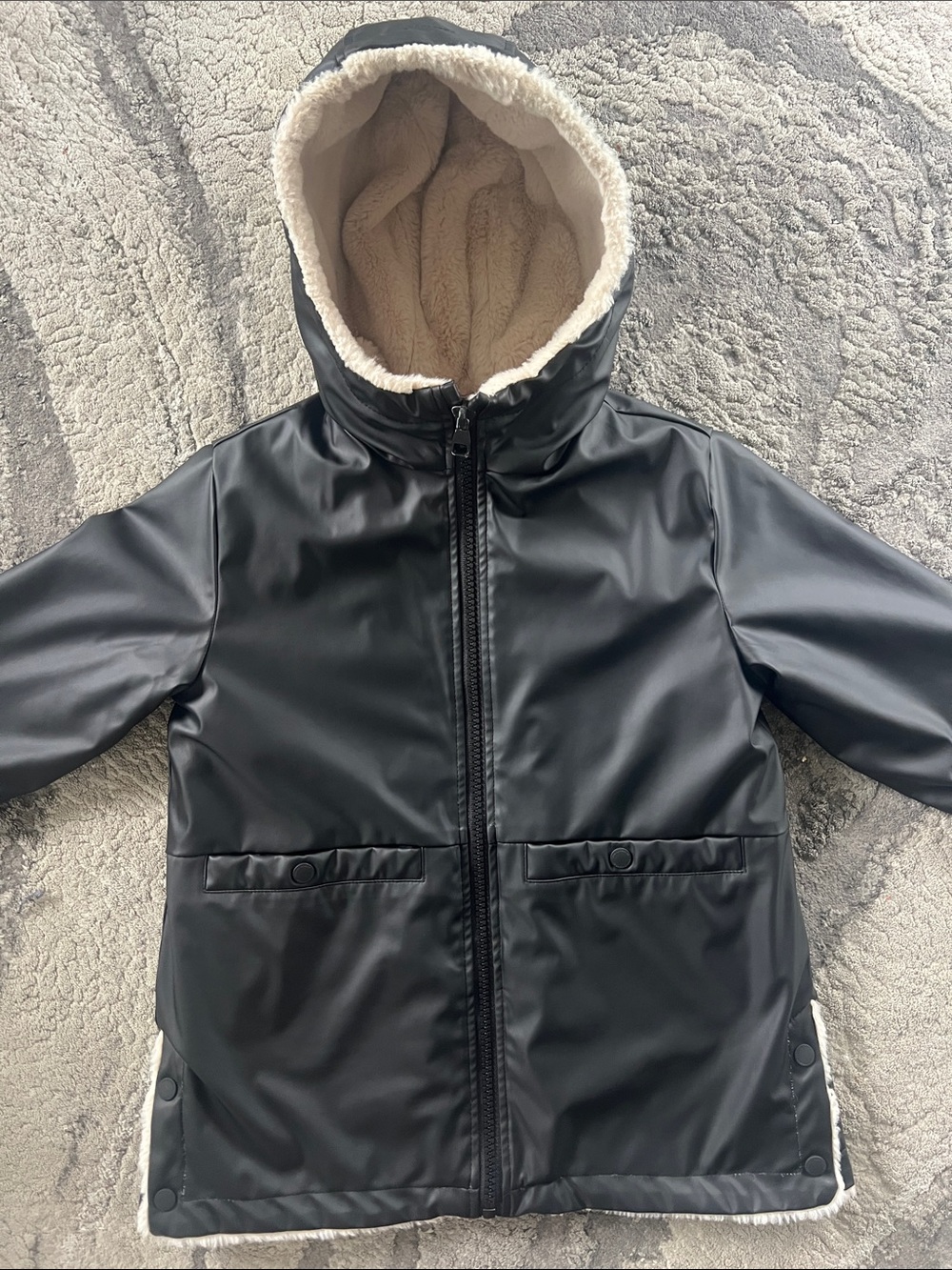 Zara rain coat with faux fur size 8